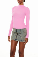 Ribbed Knit Mock Neck Sweater