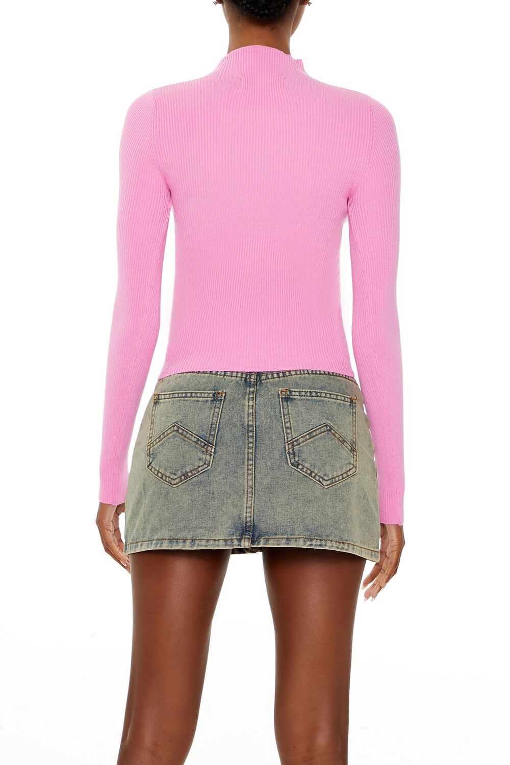 Ribbed Knit Mock Neck Sweater