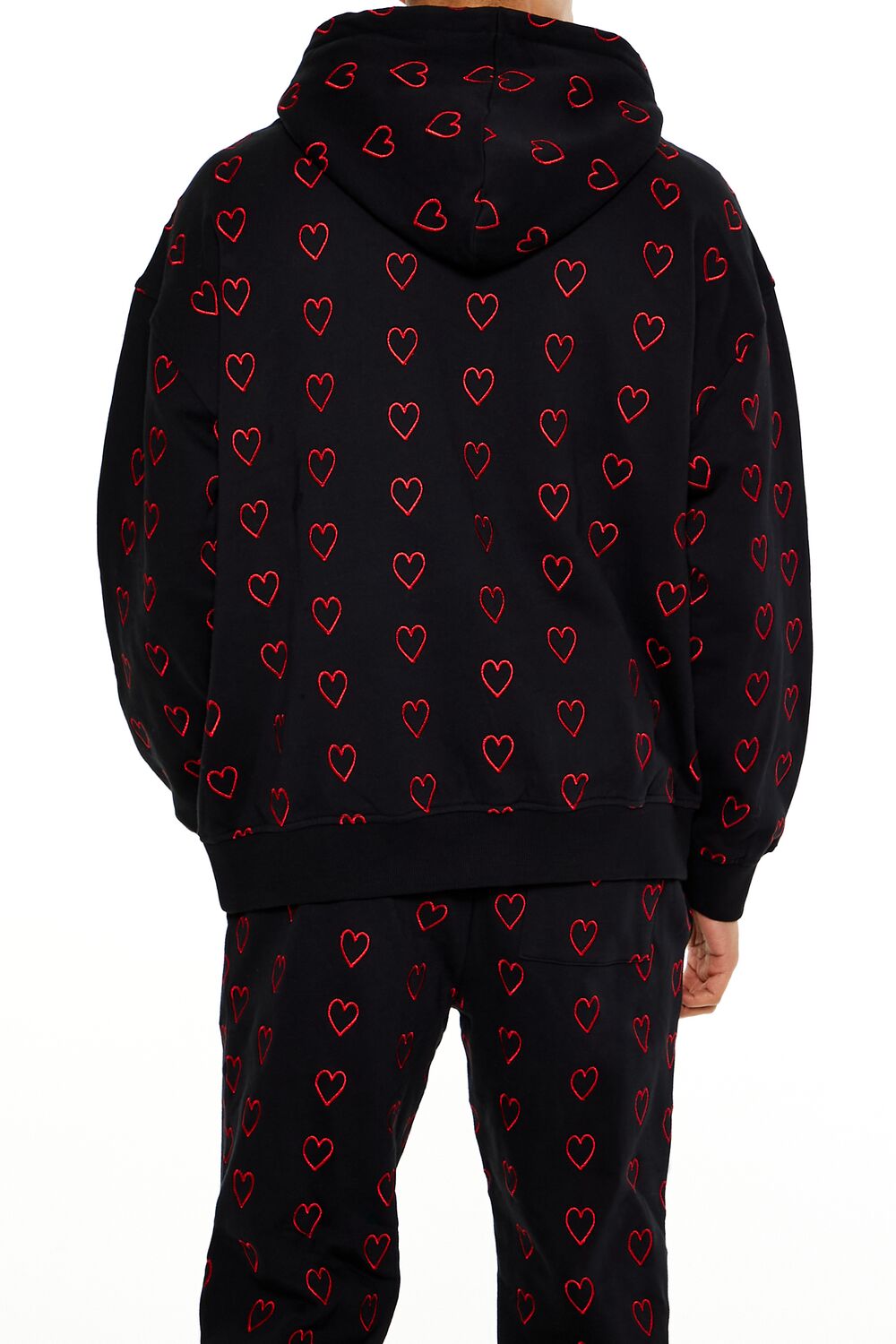 Heart Embroidered Drawstring Hoodie