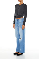 Distressed Low-Rise Straight Jeans