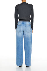 Distressed Low-Rise Straight Jeans
