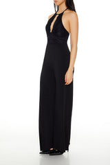 Lace Halter Wide-Leg Jumpsuit