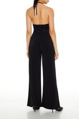 Lace Halter Wide-Leg Jumpsuit