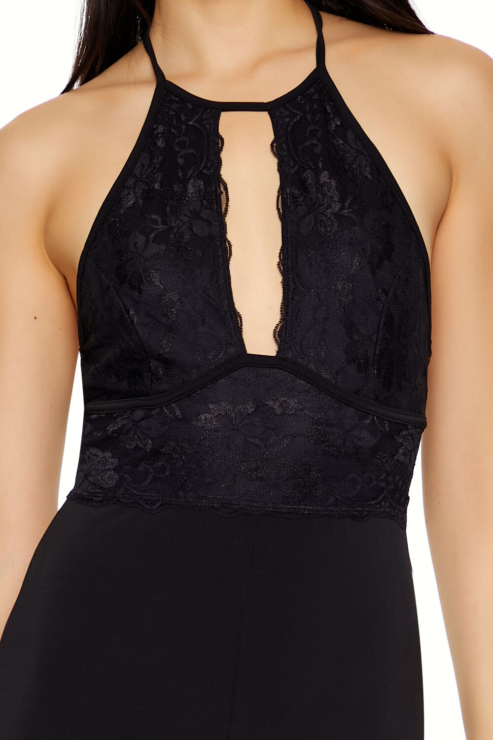 Lace Halter Wide-Leg Jumpsuit