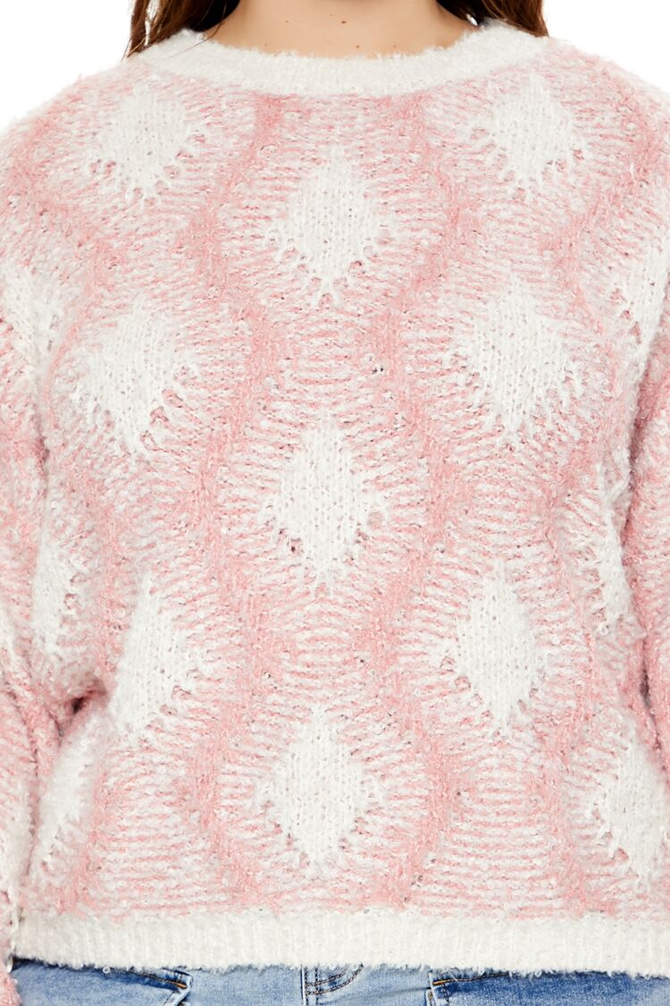 Plus Size Marled Diamond Knit Sweater