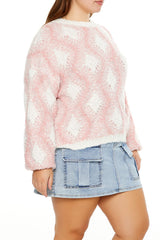 Plus Size Marled Diamond Knit Sweater