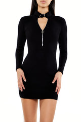 Half-Zip Mini Sweater Dress