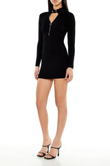 Half-Zip Mini Sweater Dress