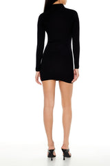Half-Zip Mini Sweater Dress