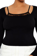 Plus Size Lace Cami & Sweater Combo Top