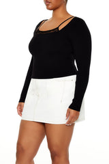 Plus Size Lace Cami & Sweater Combo Top