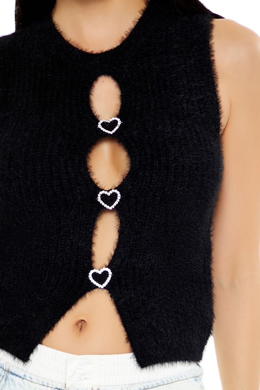 Rhinestone Heart Sweater Vest