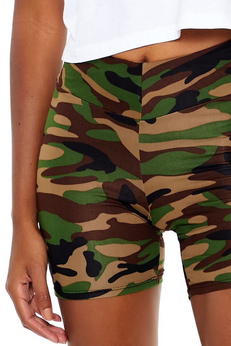 Camo Print Biker Shorts