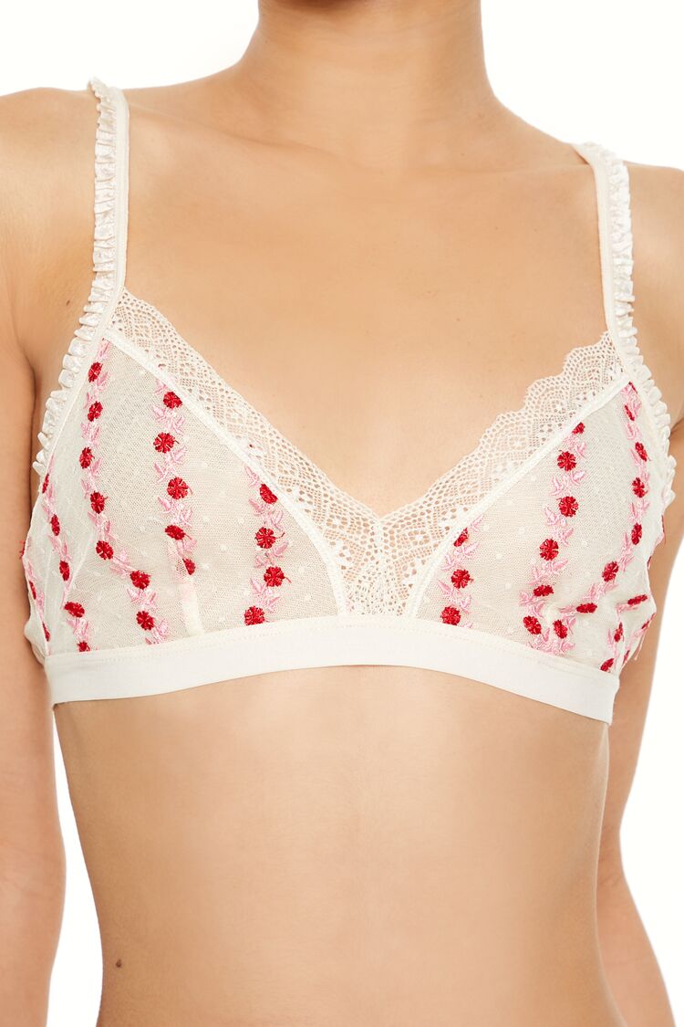 Sheer Floral Ruffle Bralette