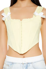 Bow Ruffle-Trim Corset Crop Top