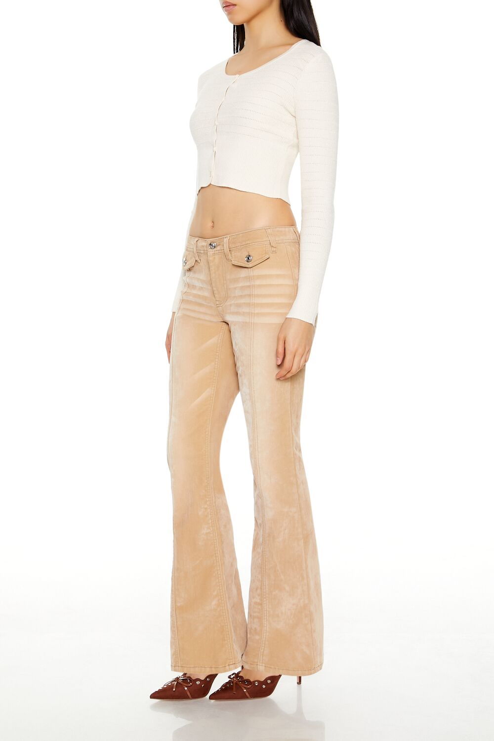 Corduroy Low-Rise Bootcut Pants