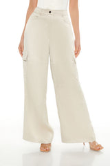 Satin Wide-Leg Cargo Pants