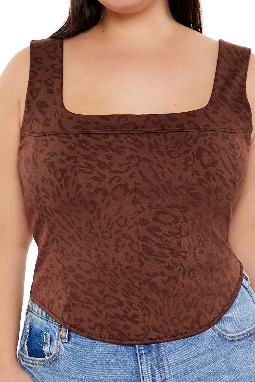 Plus Size Leopard Print Corset Crop Top