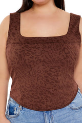 Plus Size Leopard Print Corset Crop Top