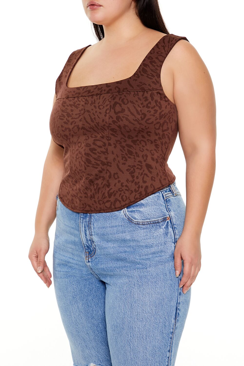 Plus Size Leopard Print Corset Crop Top