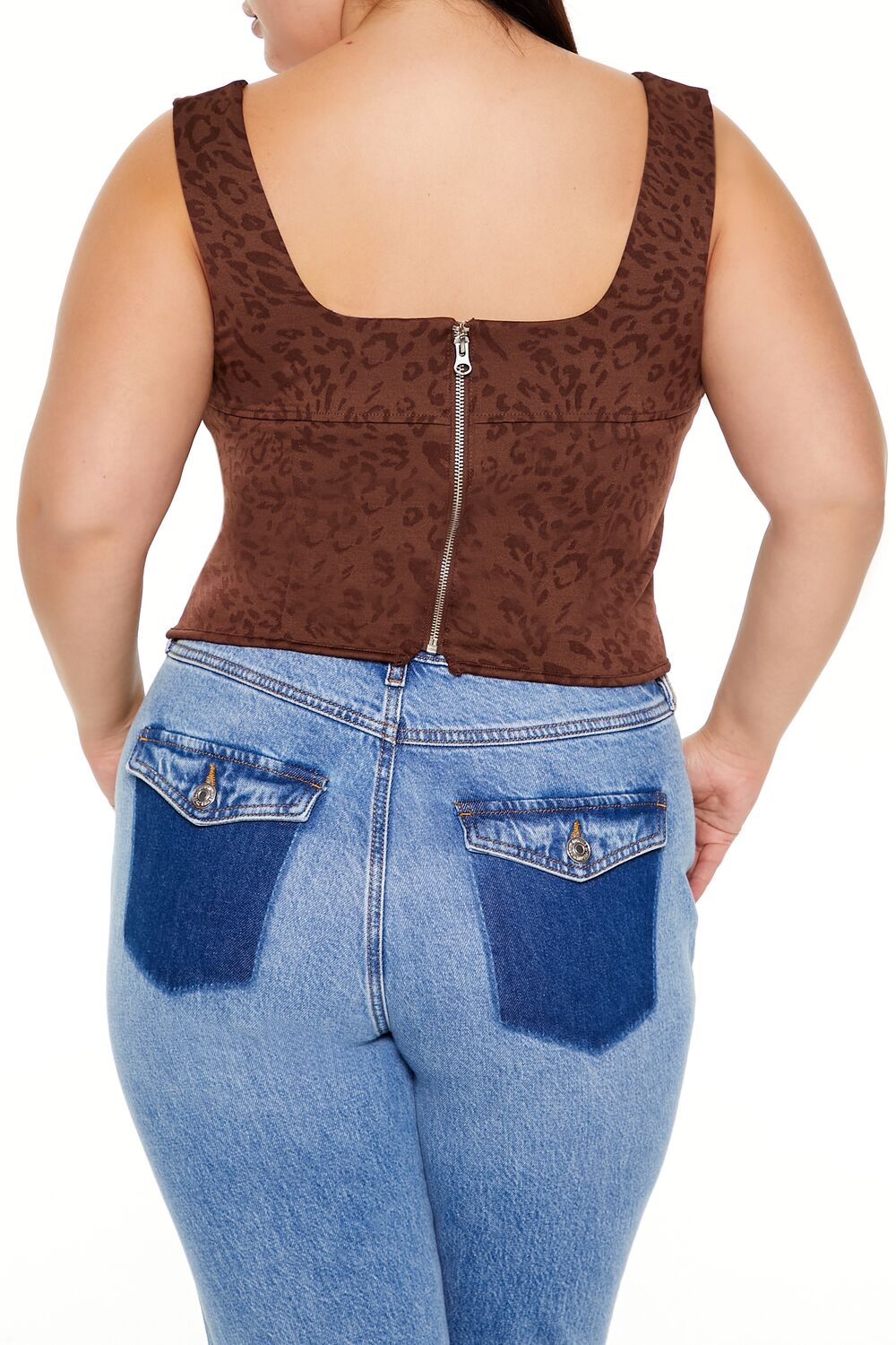 Plus Size Leopard Print Corset Crop Top