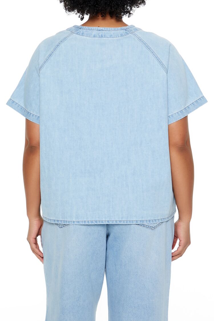Plus Size Baby Denim Baseball Top