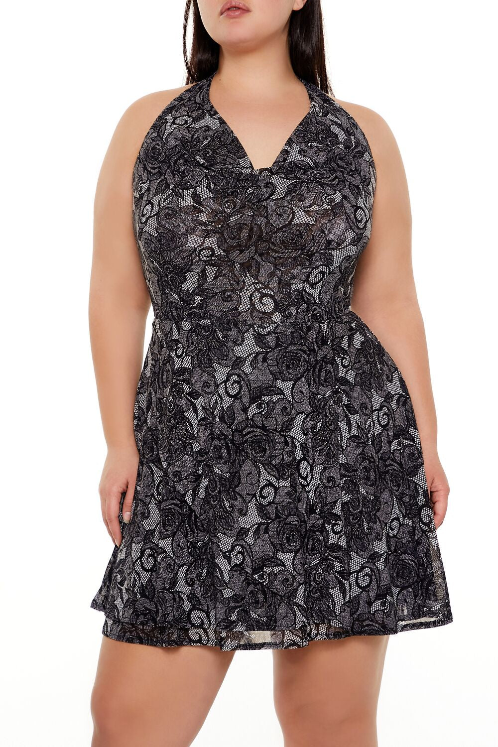 Plus Size Floral Lace Mini Dress