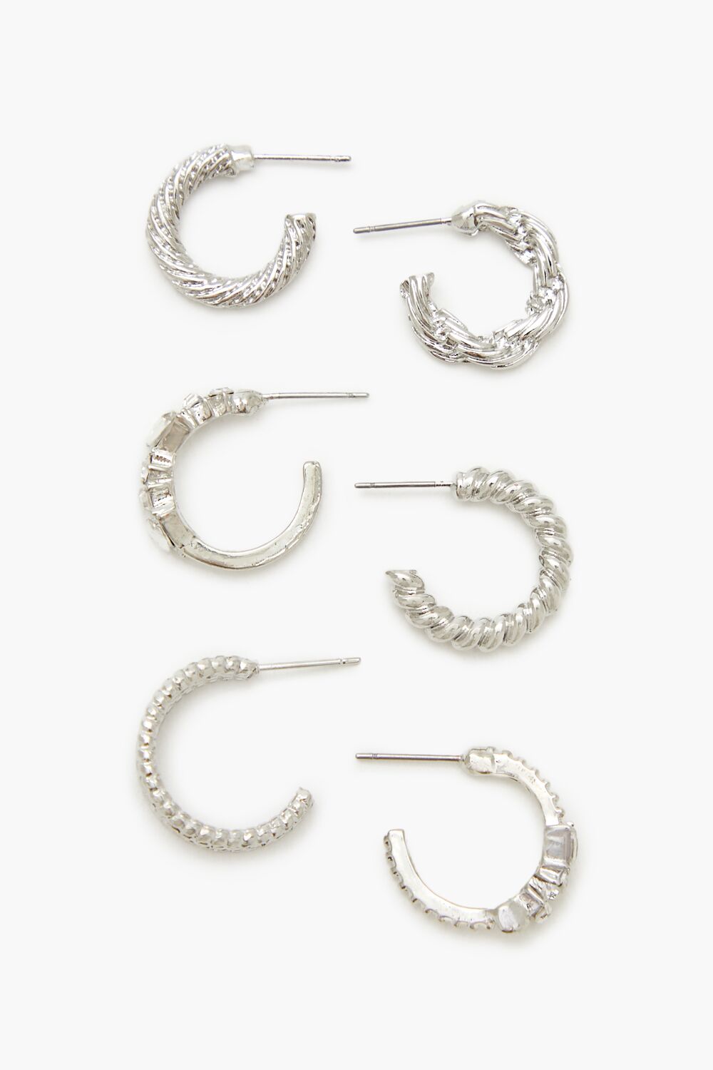Twisted Rhinestone Hoop Earring Set