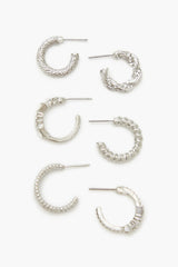 Twisted Rhinestone Hoop Earring Set