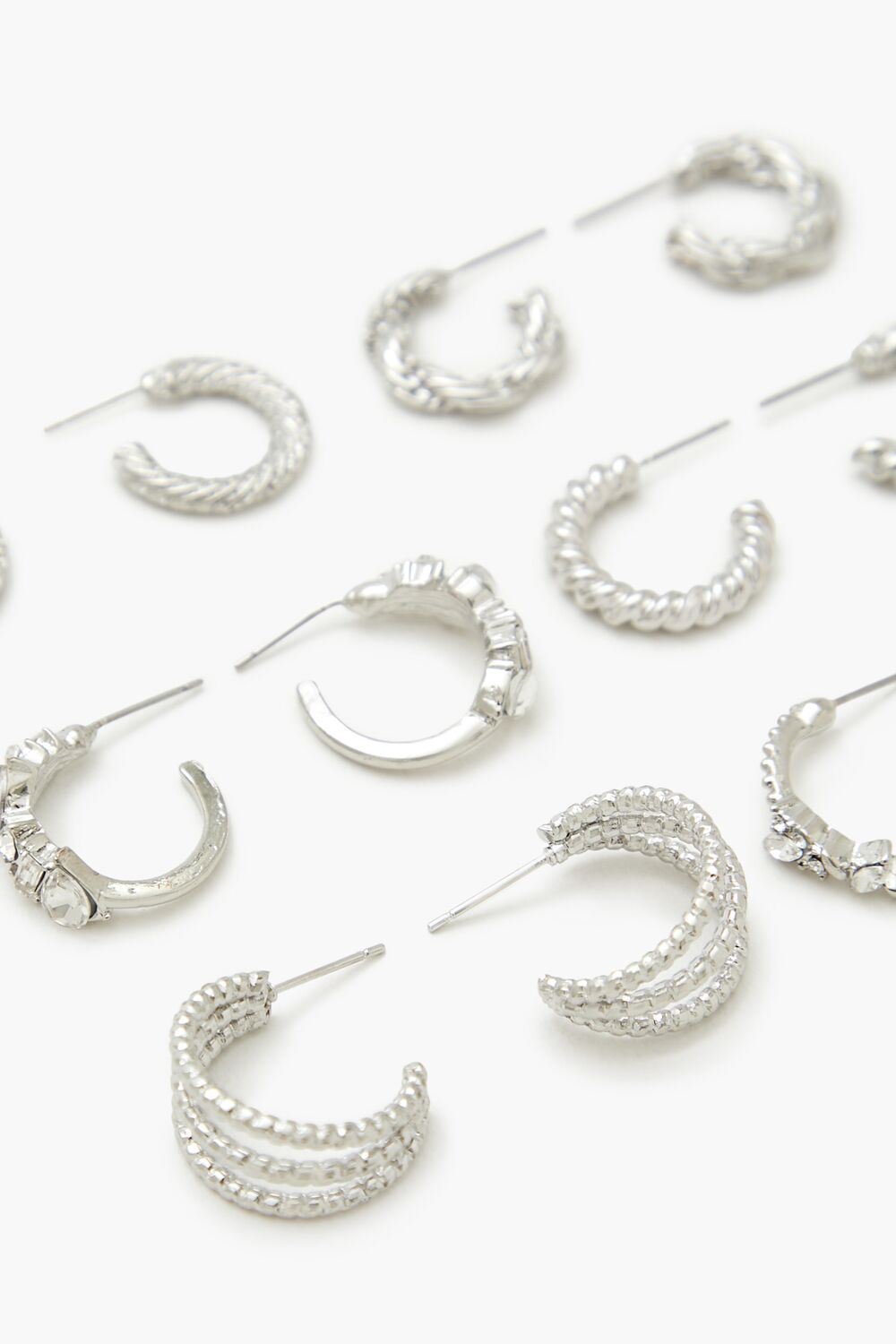 Twisted Rhinestone Hoop Earring Set