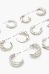 Twisted Rhinestone Hoop Earring Set