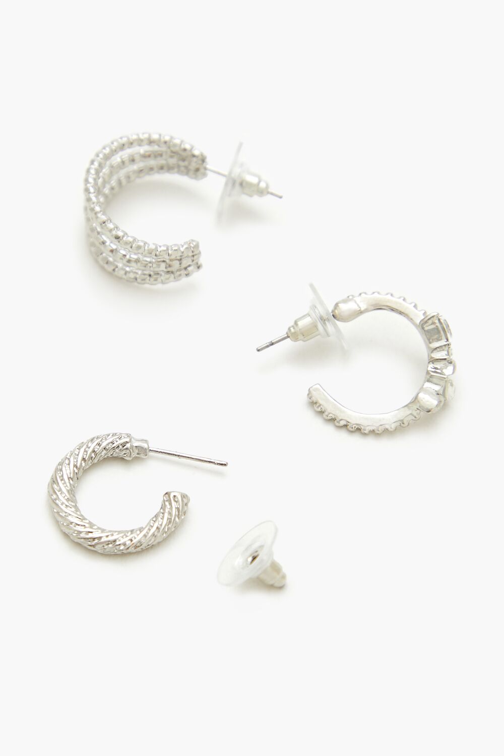 Twisted Rhinestone Hoop Earring Set