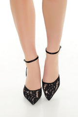 Sheer Lace Pointed-Toe Heels
