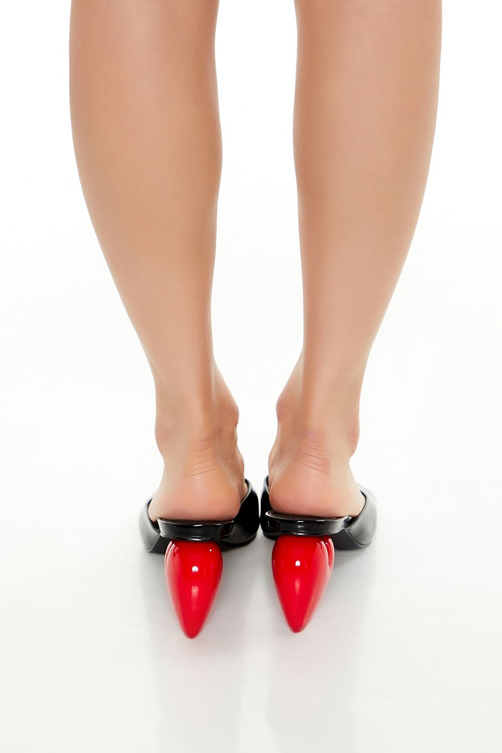 Faux Patent Leather Heart Heels