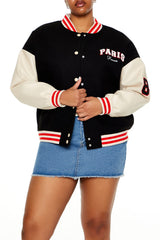 Plus Size Paris Varsity Jacket