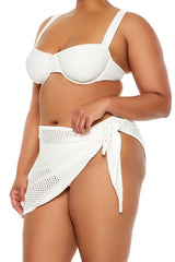 Plus Size Swim Cover-Up Mini Skirt