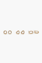 Cutout Heart Stud Earring Set