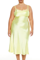 Plus Size Satin Cutout Midi Dress