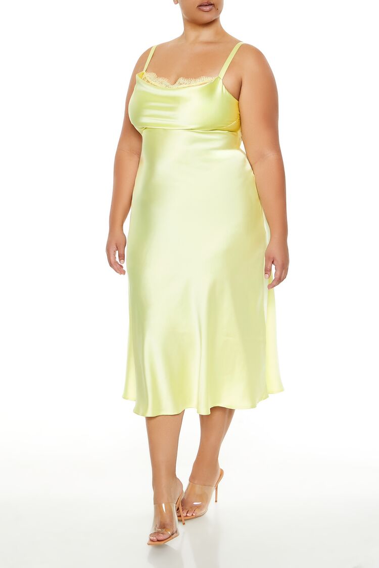 Plus Size Satin Cutout Midi Dress