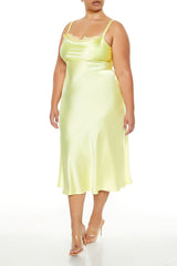 Plus Size Satin Cutout Midi Dress