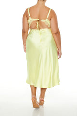 Plus Size Satin Cutout Midi Dress