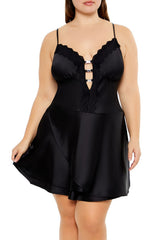 Plus Size Lace-Trim Mini Dress
