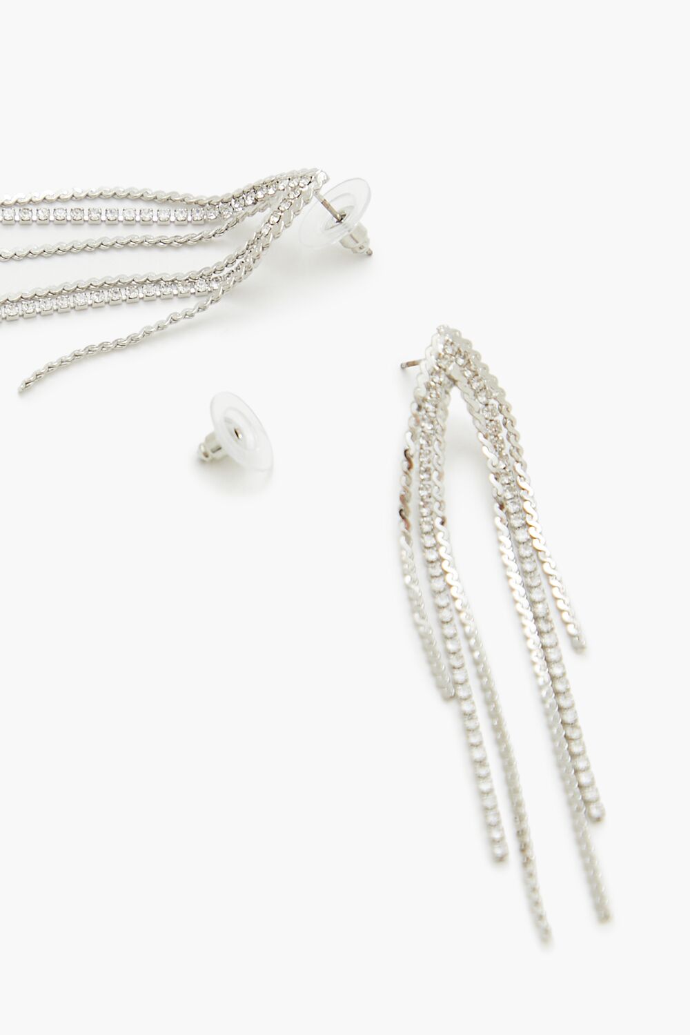 Rhinestone Box Chain Drop Earrings