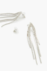 Rhinestone Box Chain Drop Earrings