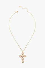 Faux Gem Cross Pendant Necklace