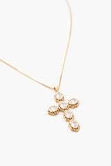 Faux Gem Cross Pendant Necklace