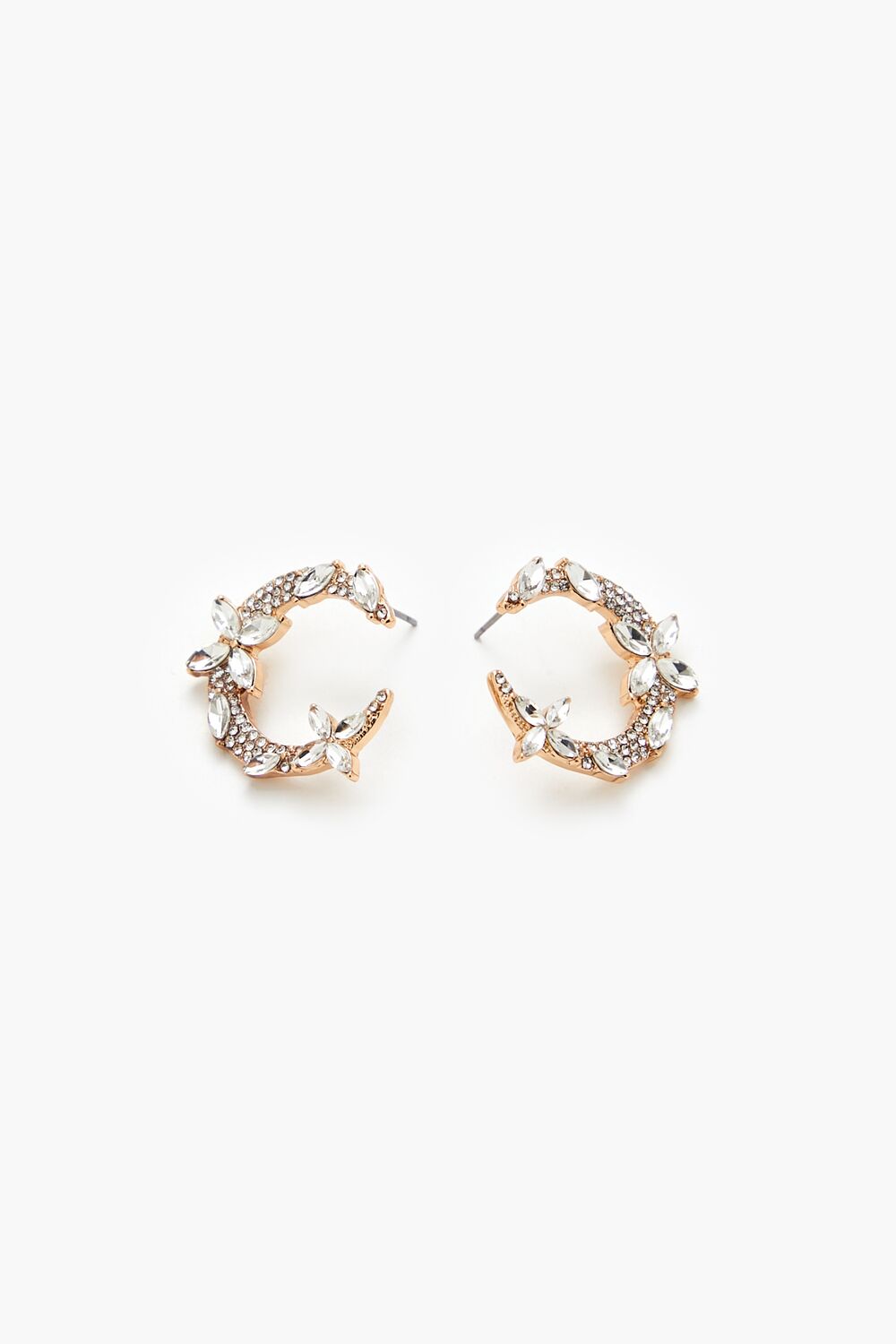 Rhinestone Crescent Stud Earrings