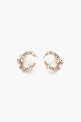 Rhinestone Crescent Stud Earrings