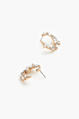 Rhinestone Crescent Stud Earrings