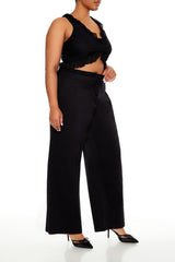 Plus Size Drawstring Straight Pants